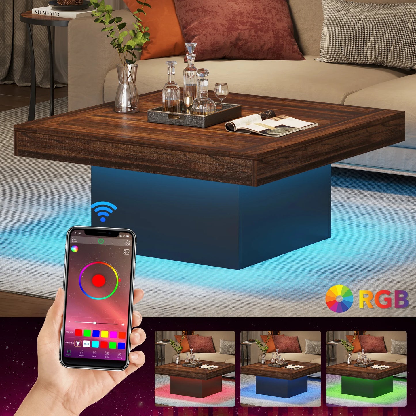LED Rustic Coffee Table