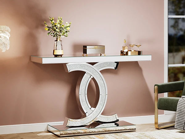 Gold Faux Marble Console