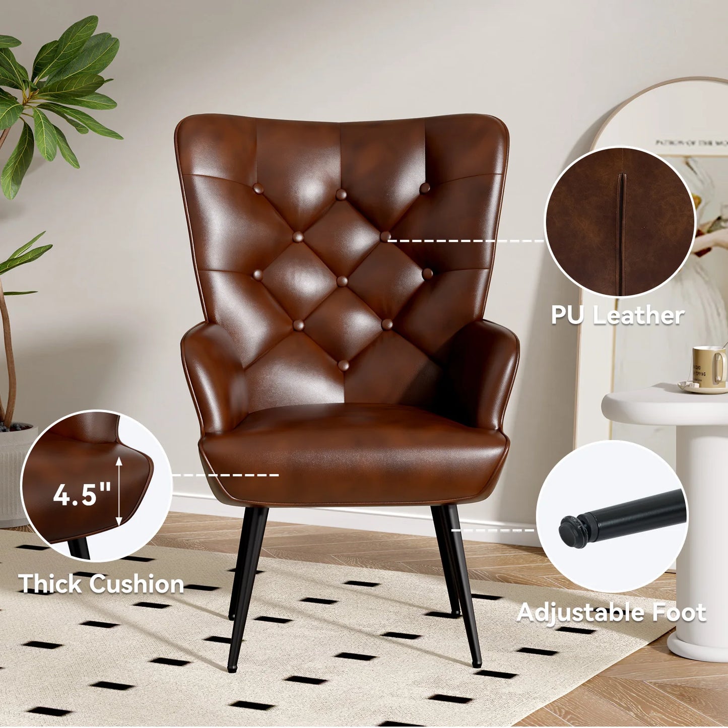 Velvet High Back Armchair