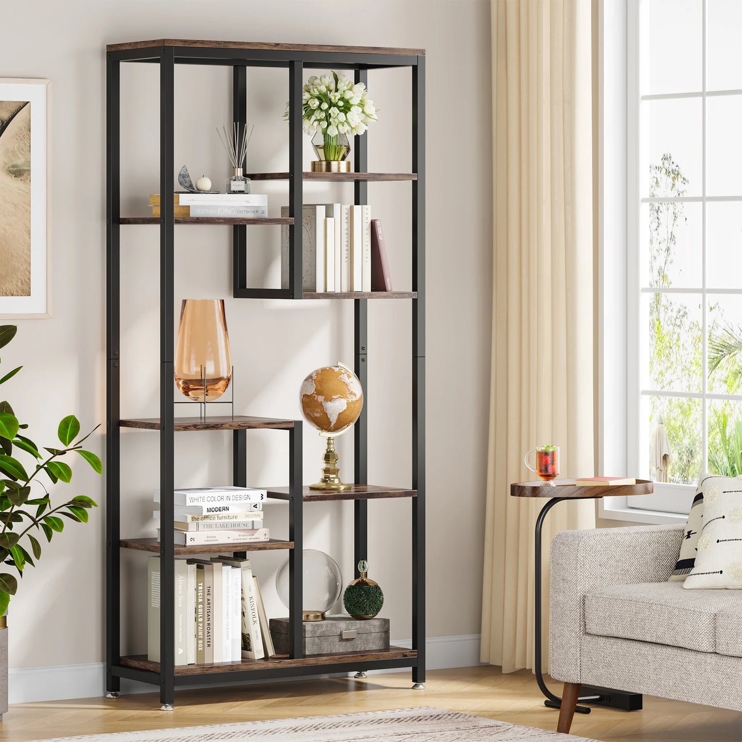 Staggered 8‑Tier Bookcase