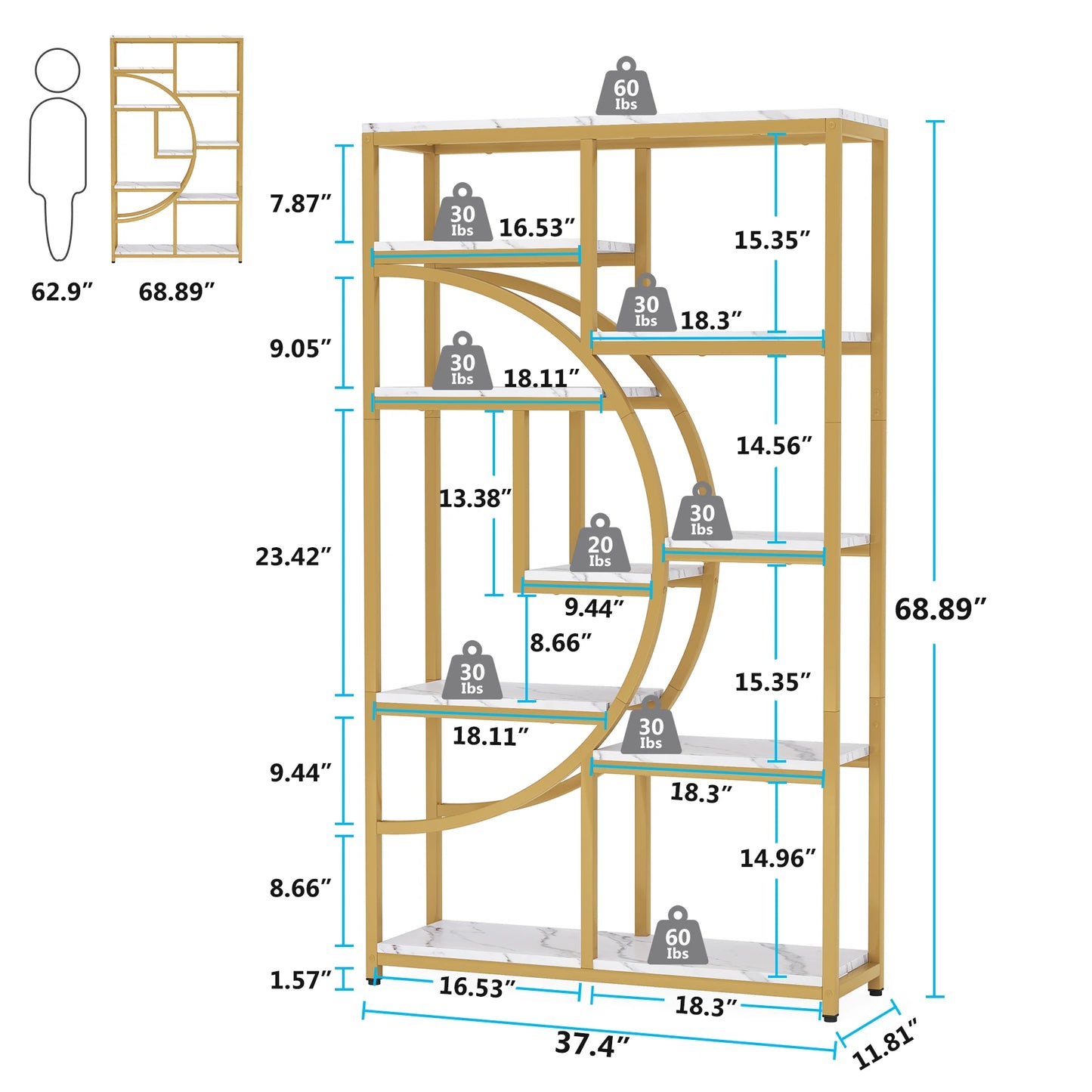Gold Etagere Bookcase