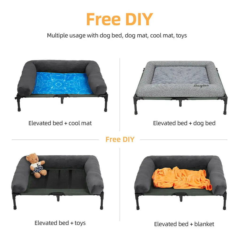 Elevated Cooling Dog Bed with Bolster