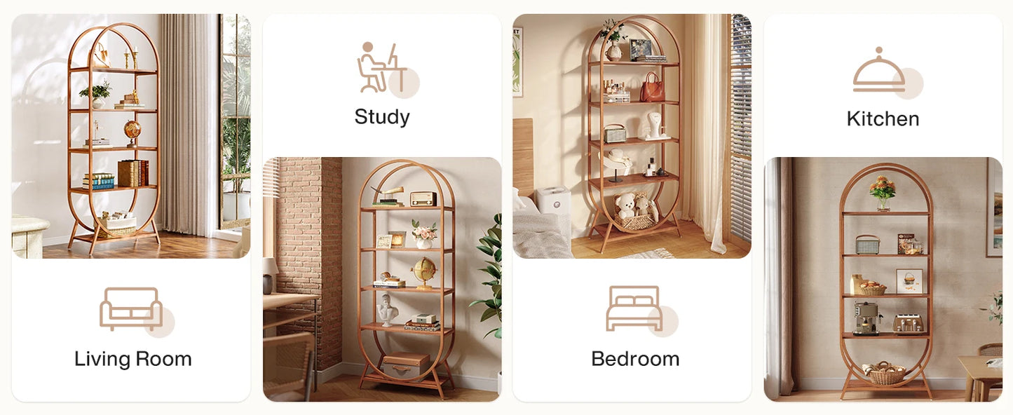 Arched 5‑Tier Bookcase