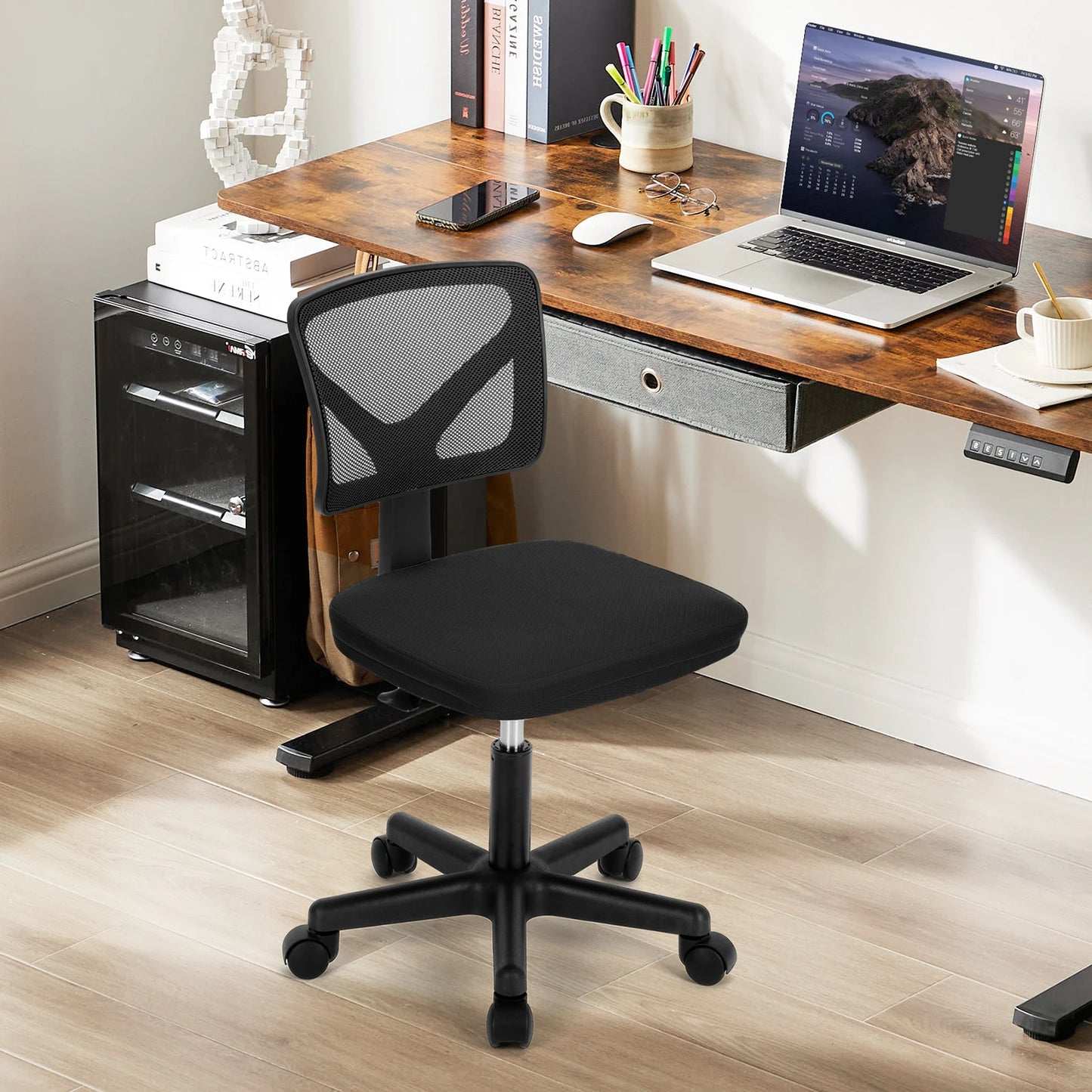 Mesh Armless Office Chair with Lumbar Support