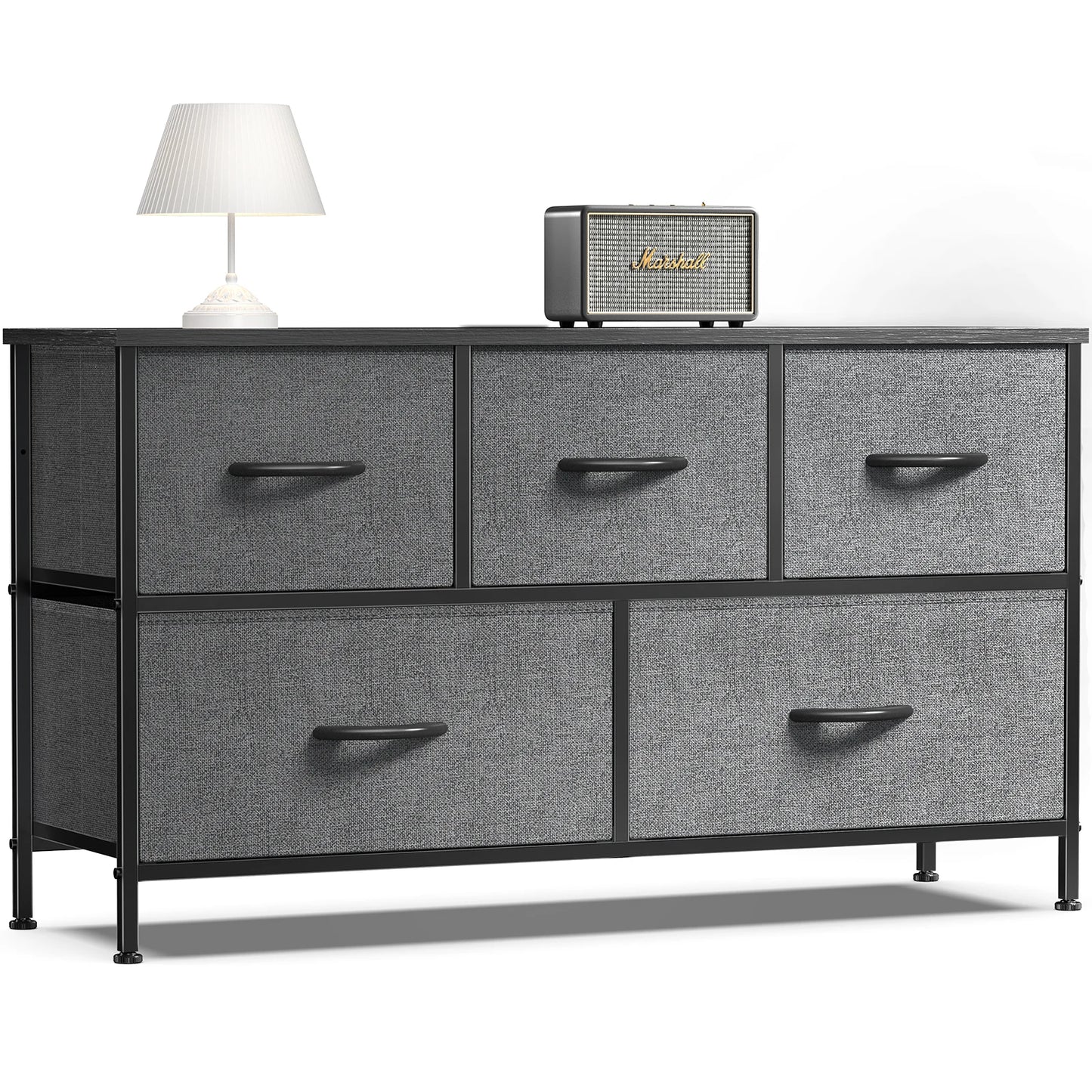 Living Room Display Cabinet with 5 Fabric Drawers