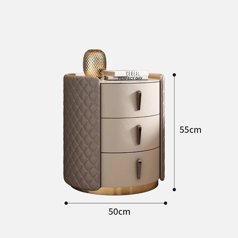 Storage Modern Nightstand – Italian Aesthetic Leather Bedside Table