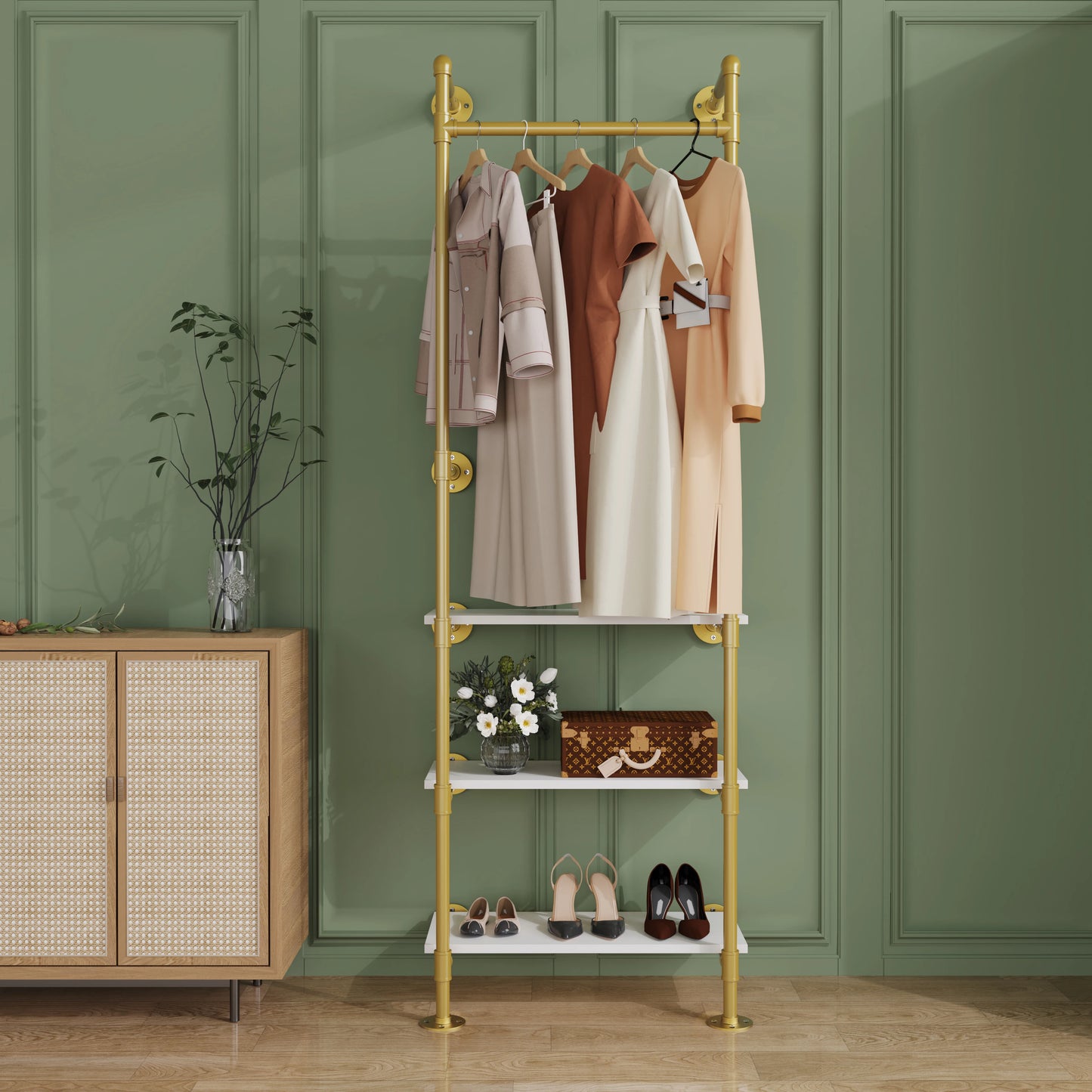 Industrial Pipe Wall Garment Rack