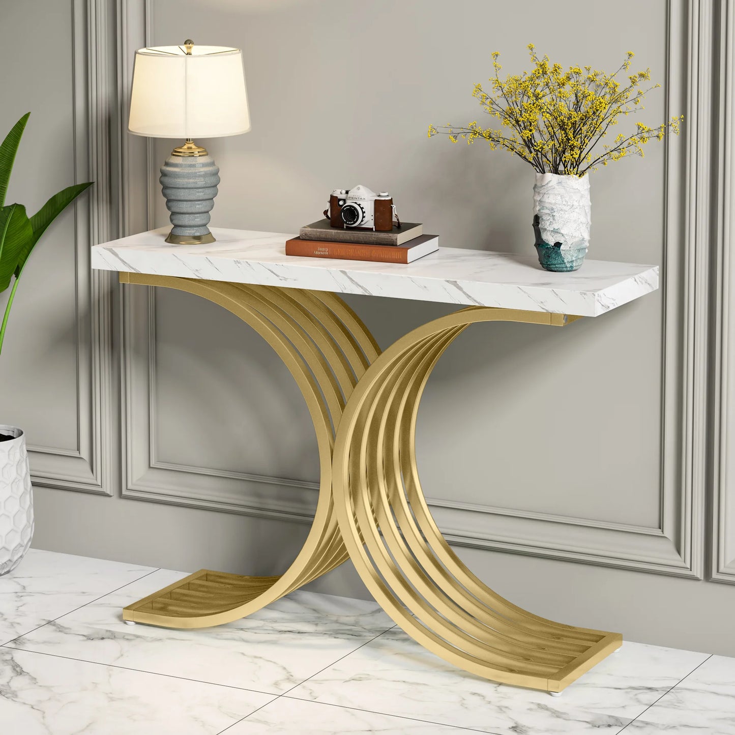 Gold Geometric Console