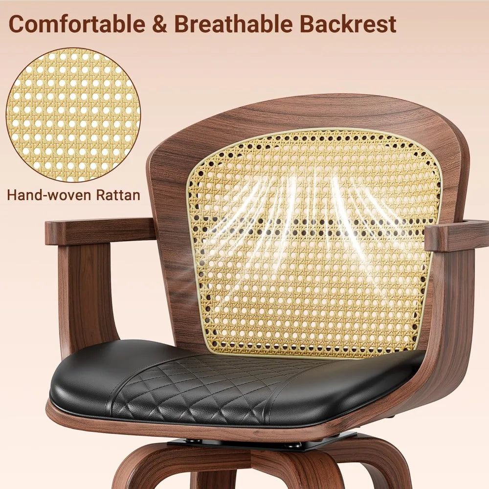 Rattan Mid-Century Bar Stools