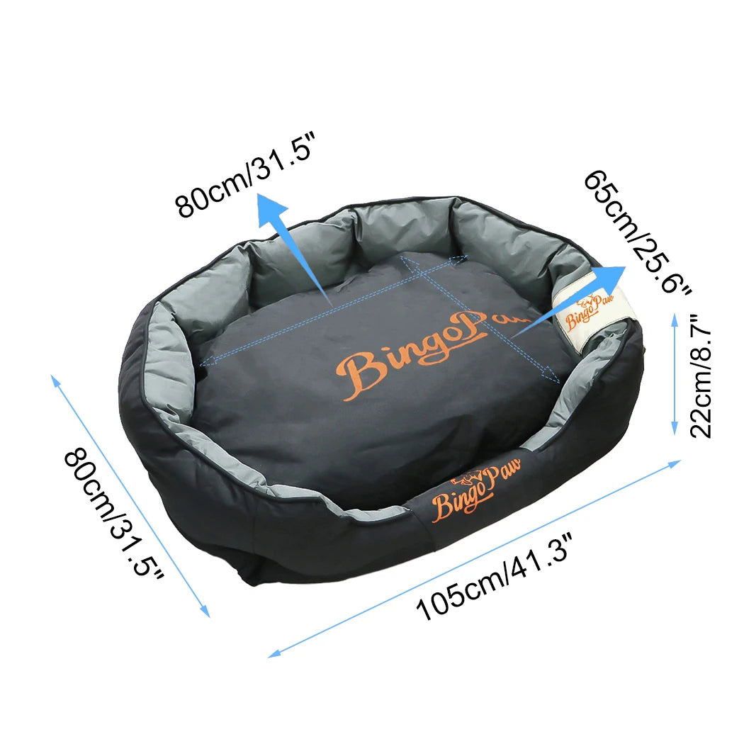 All-Season Oxford Dog Bed with Removable Cushion