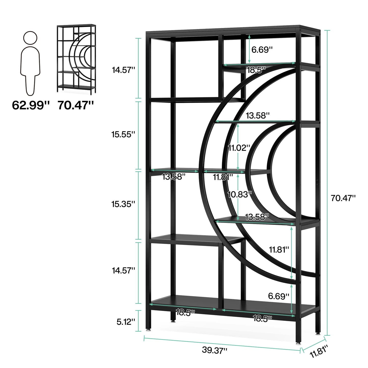 Half‑Moon Etagere Bookcase