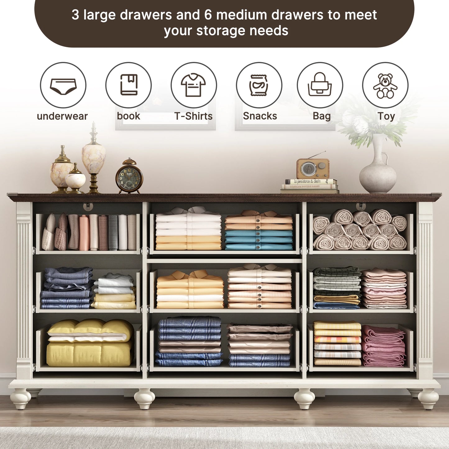 9-drawer bedroom dresser