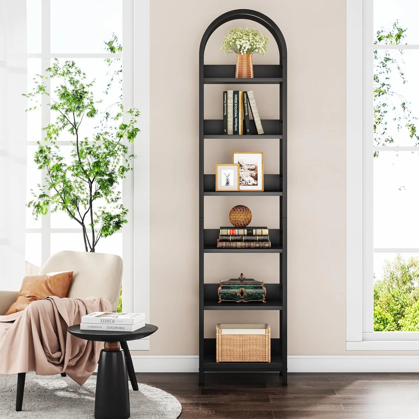 Arched 6‑Tier Bookcase