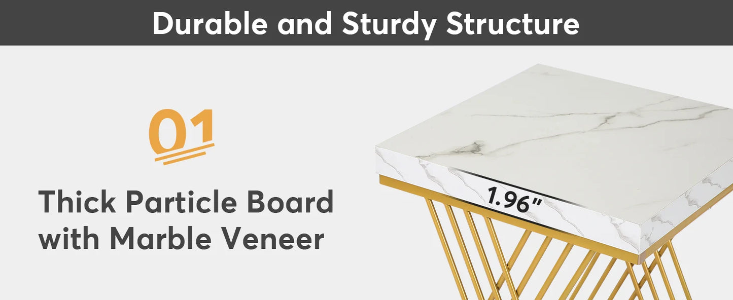 White Gold Side Table