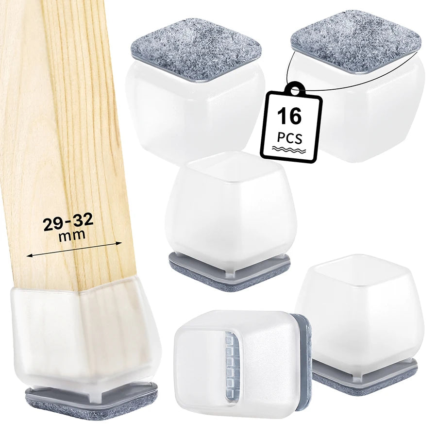 Grey Chair Leg Floor Protectors with Felt Pads (16PCS)