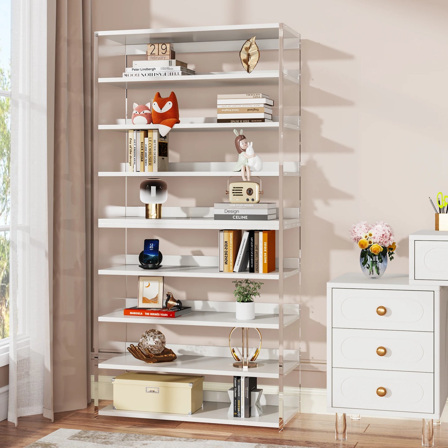 Acrylic 8-Tier Bookshelf