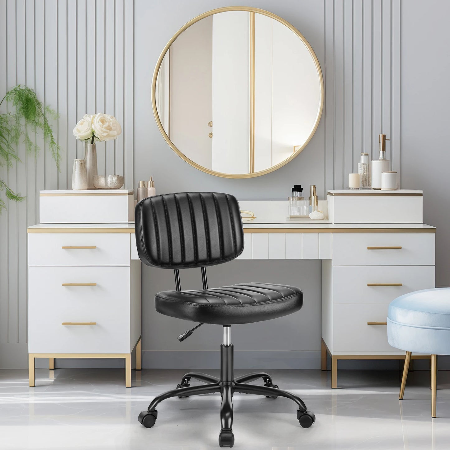 Armless Office Desk Chair with Lumbar Support
