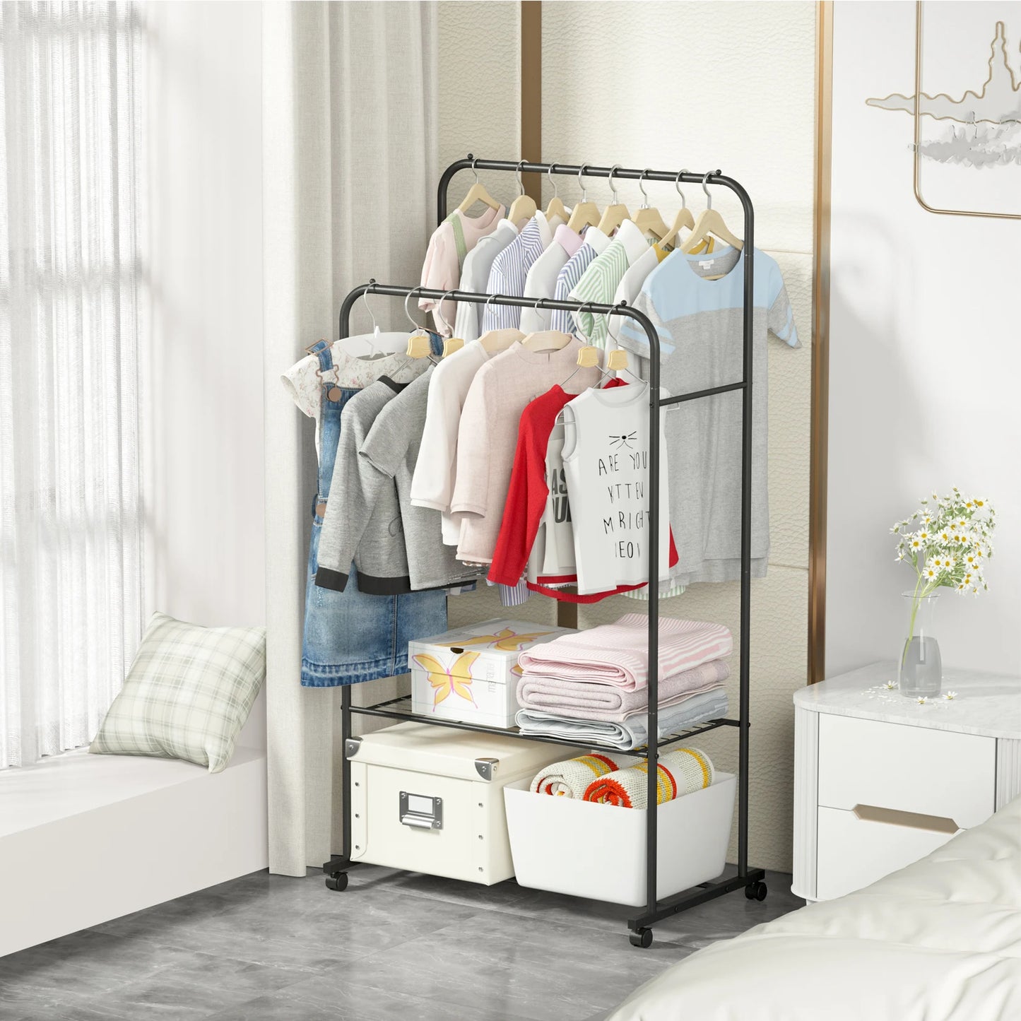 Heavy Metal Double Clothes Rail Rack