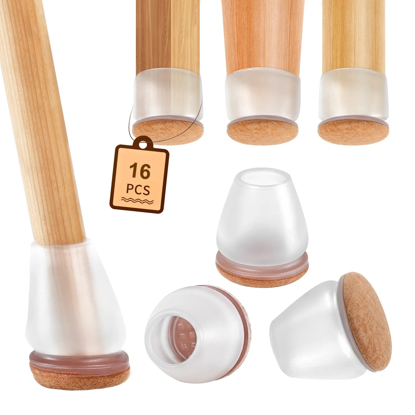 Chair Leg Floor Protectors with Felt Pads (16PCS)