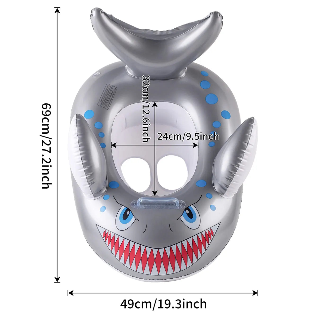 Shark-shaped Inflatable Thickened Seat Ring with Handles