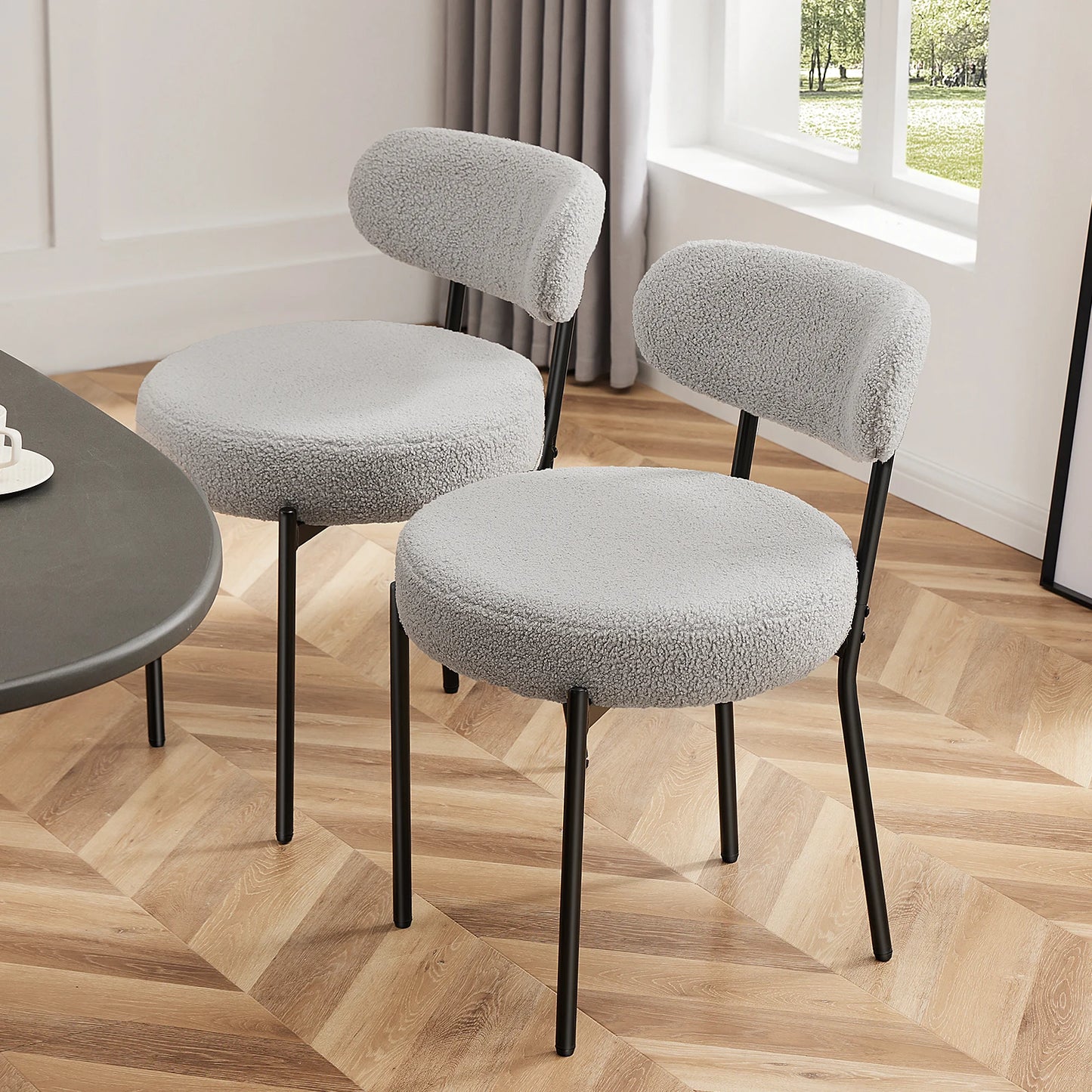 Ergonomic Round Dining Chairs (Set of 2)