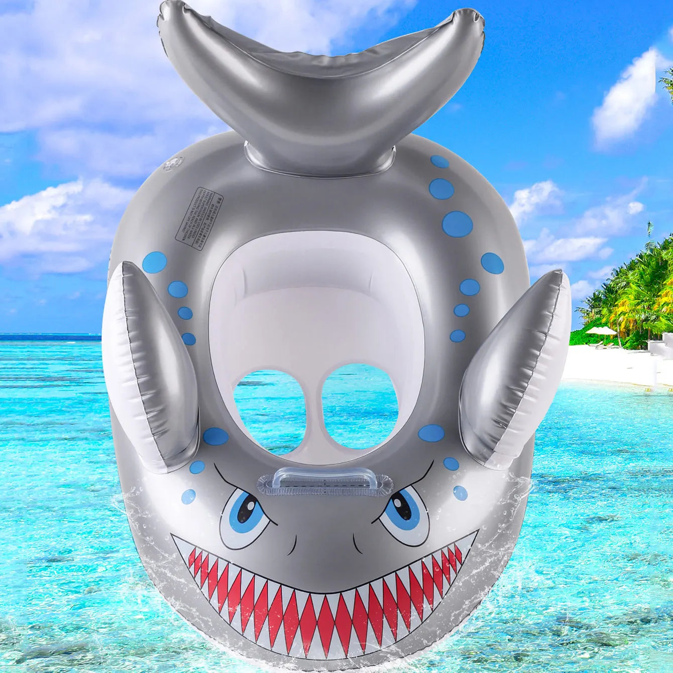 Shark-shaped Inflatable Thickened Seat Ring with Handles