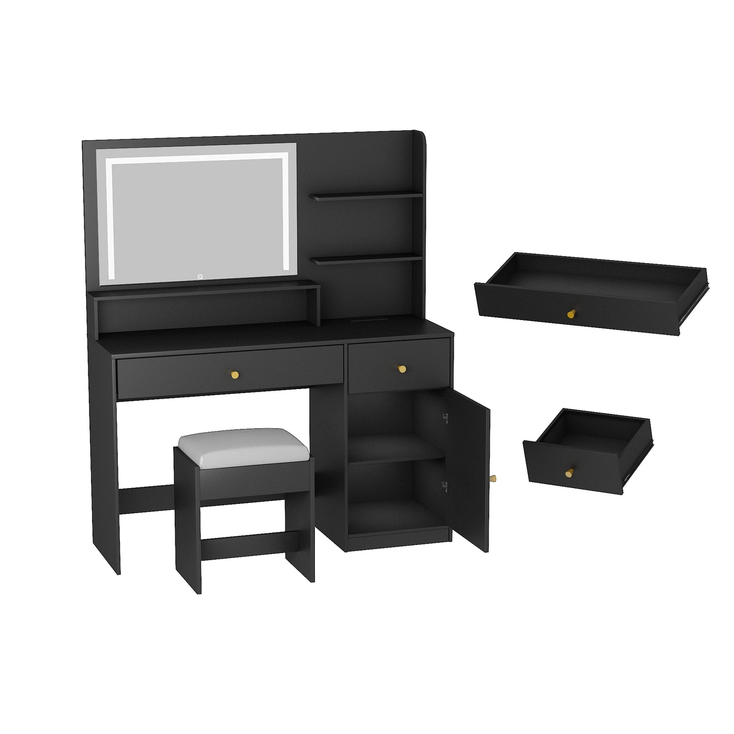 Vanity Desk with Mirror and Lights
