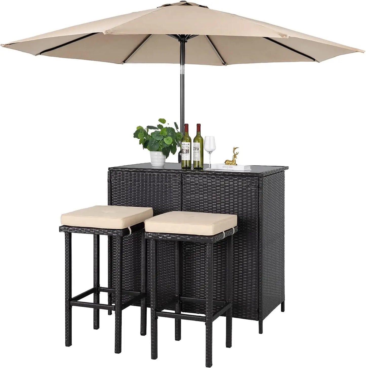 Wicker Patio Bar Set