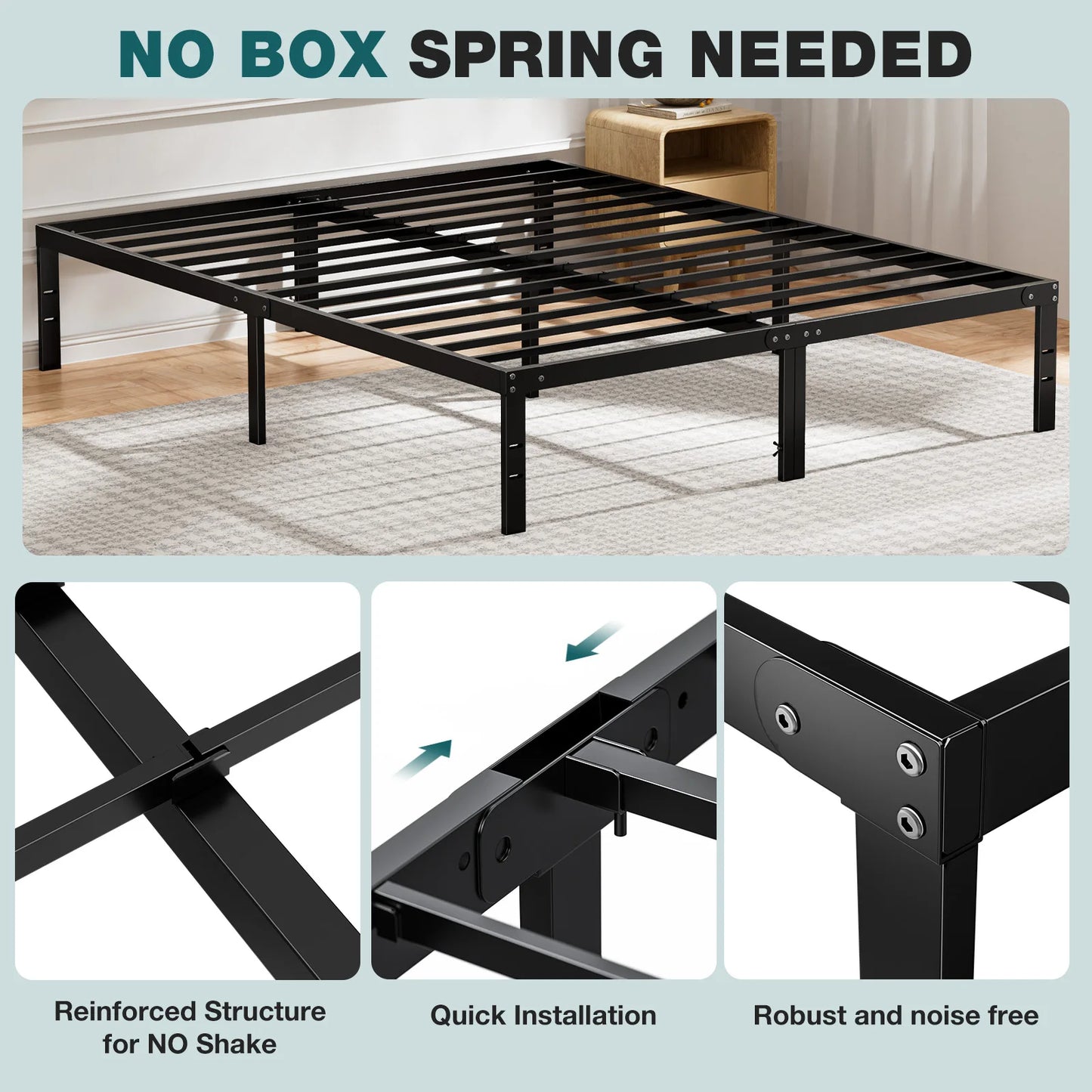 Metal Bed Frame with Storage Space
