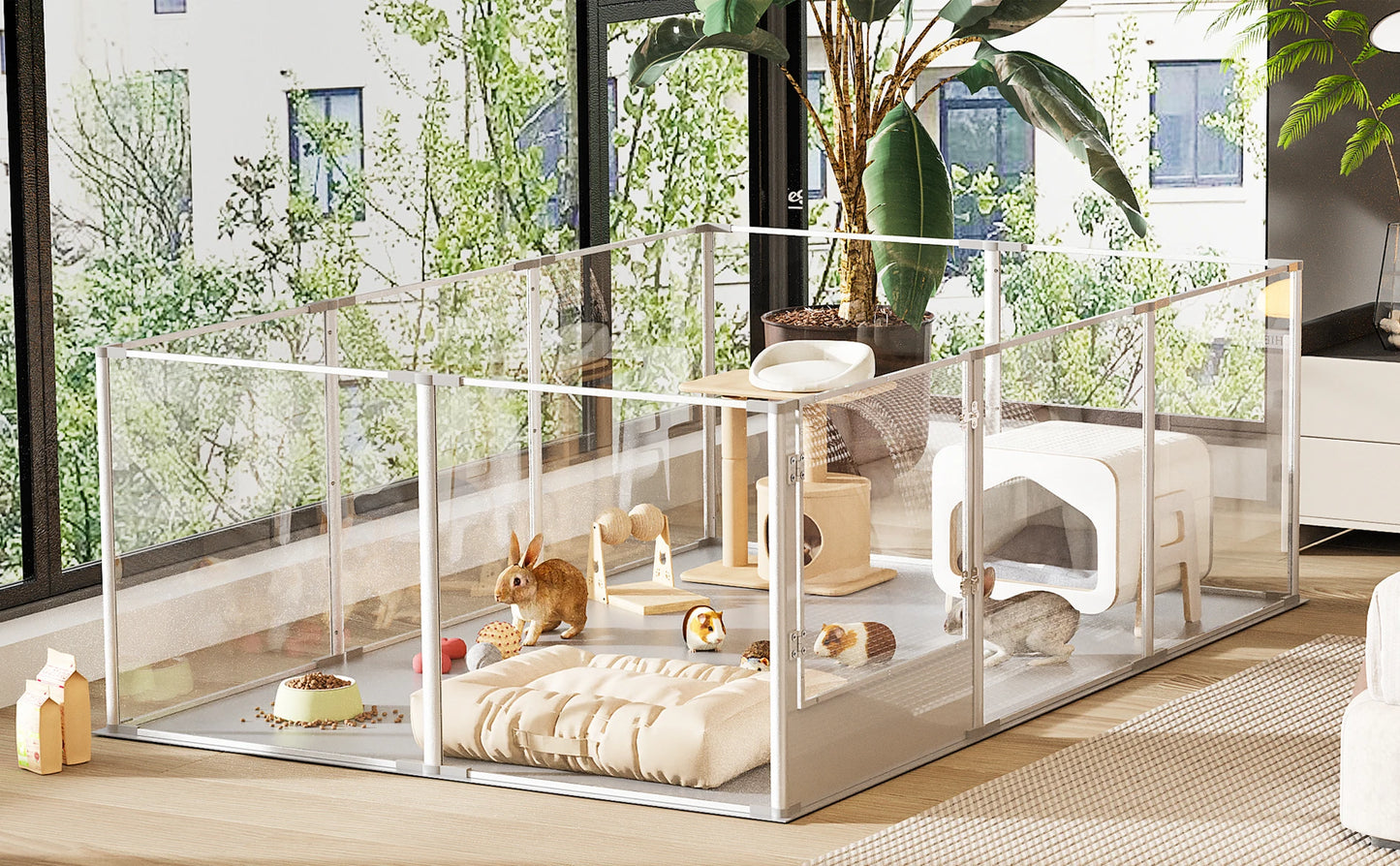 Clear Acrylic Dog Playpen with Pad