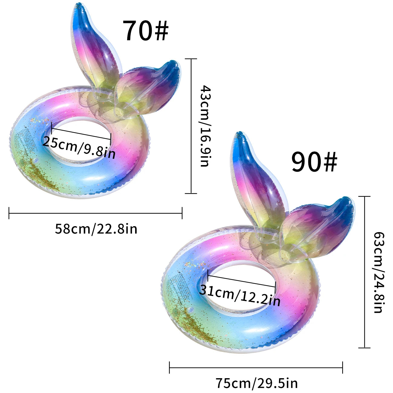 Rainbow Tail Thickened Pool Float