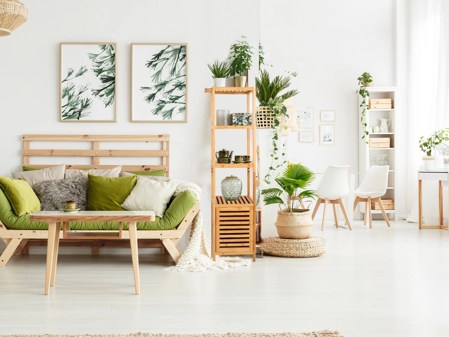 Tall Bamboo Corner Cabinet