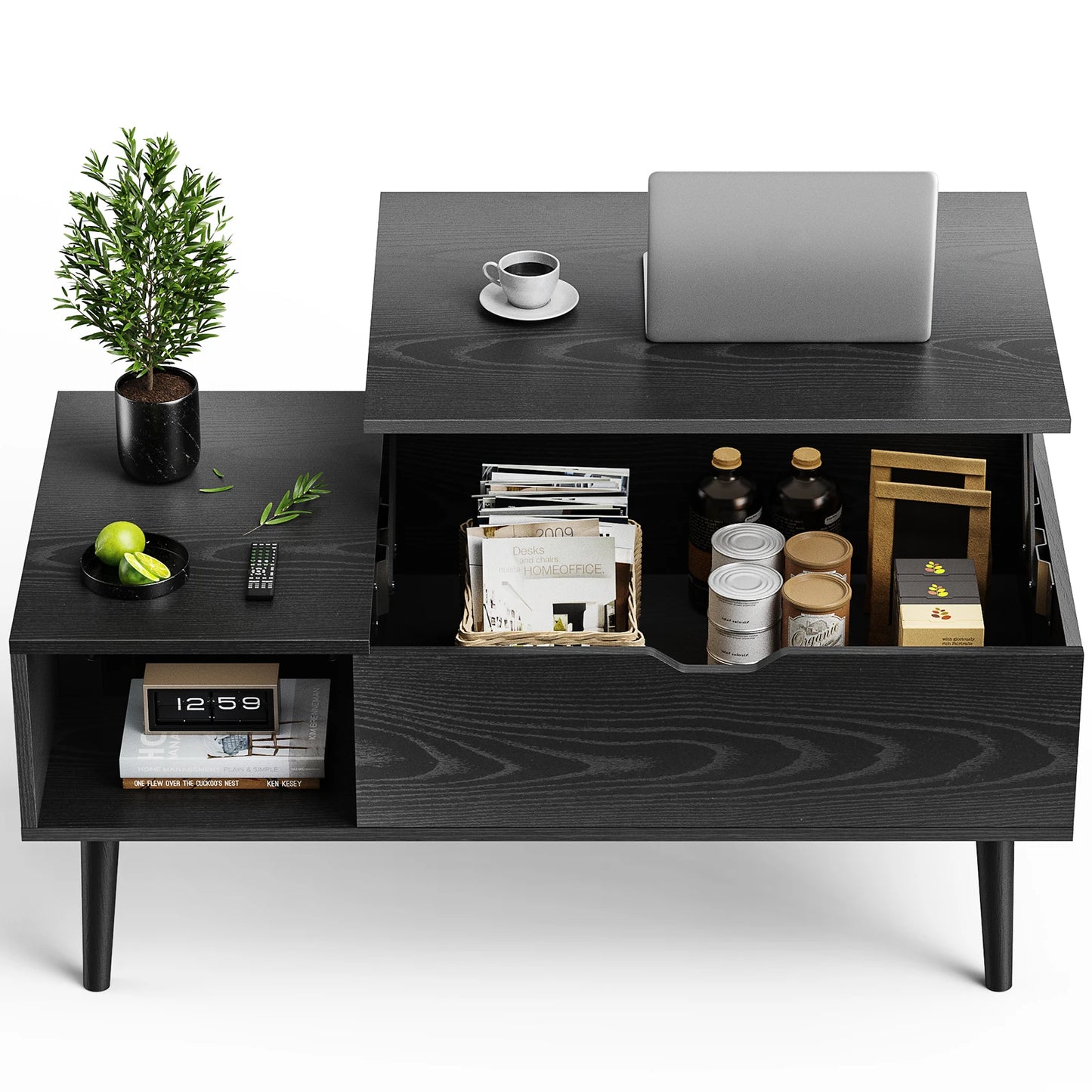 Lift Top Coffee Table with Adjustable Storage Shelf