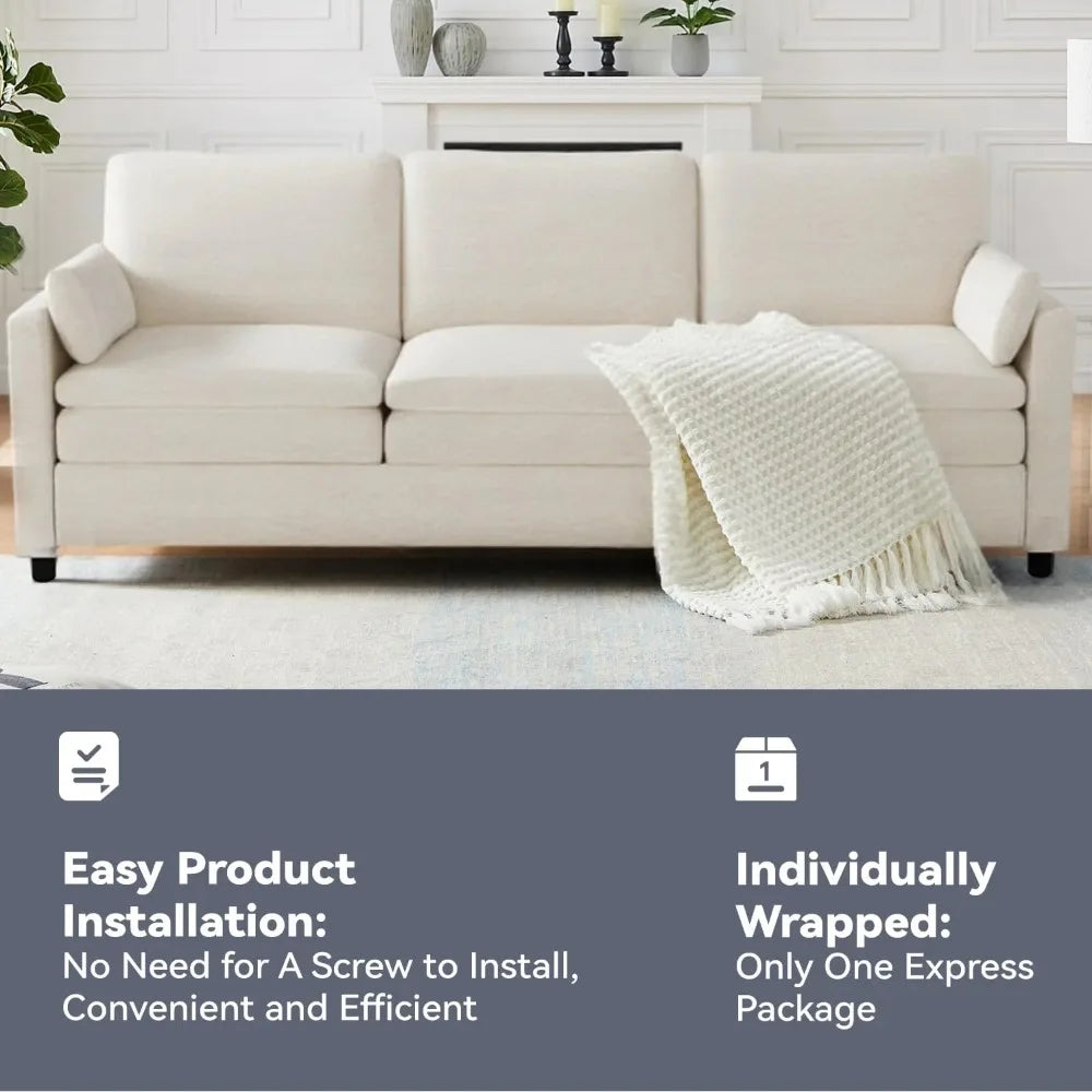 Chenille 3-Seater Sofa