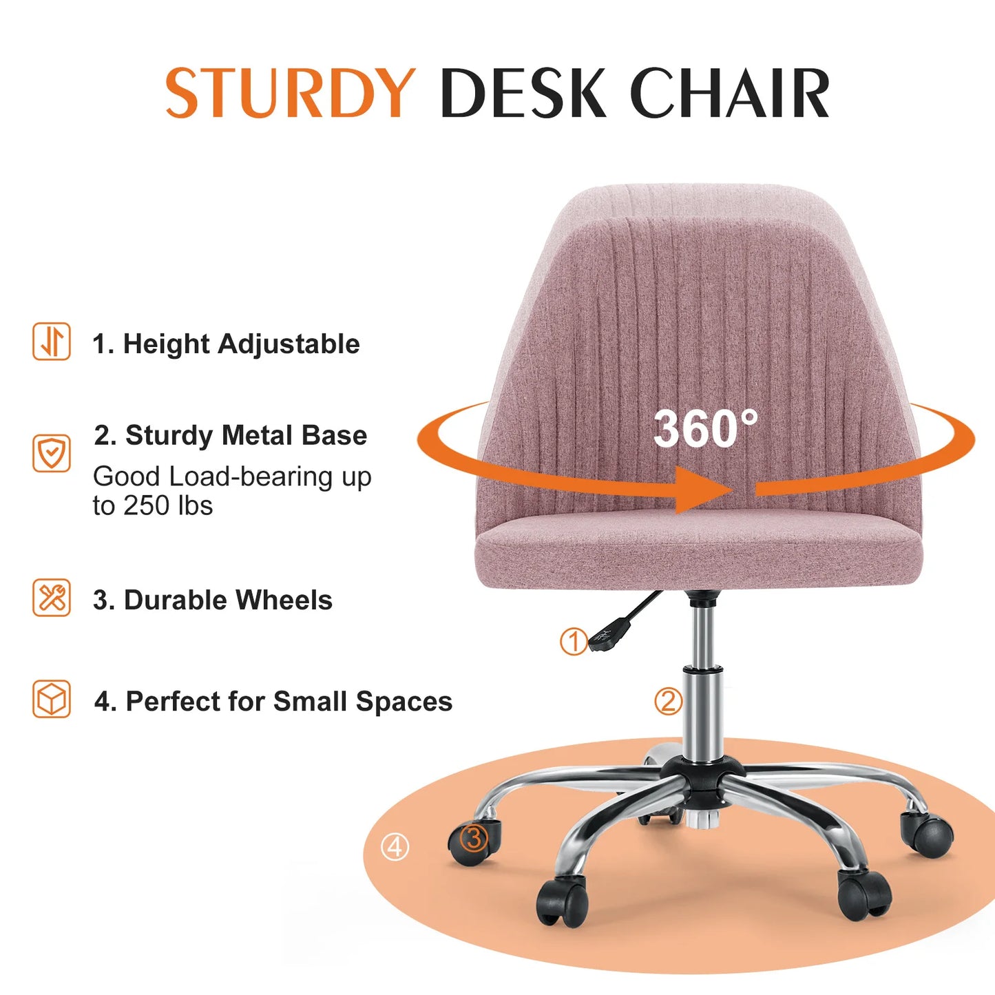 Armless Small Desk Chair