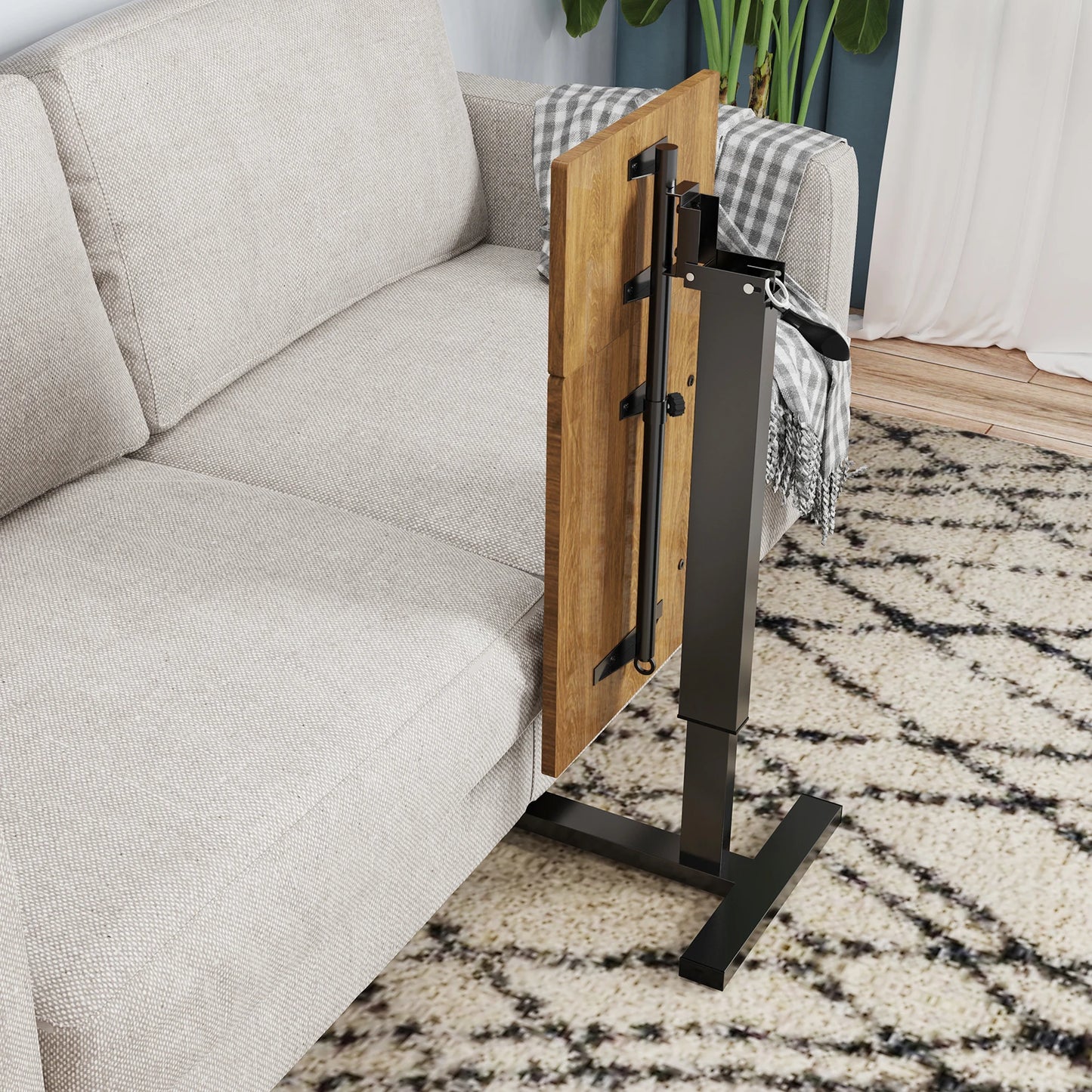 Adjustable Overbed Laptop Table with Hidden Wheels