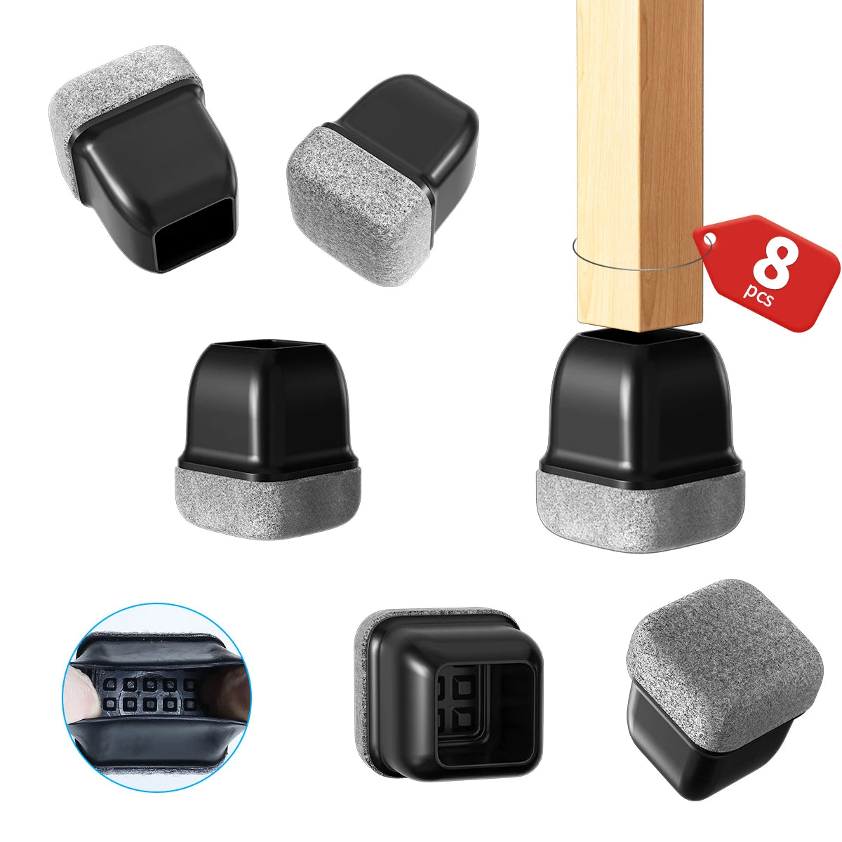 Black Chair Leg Floor Protectors