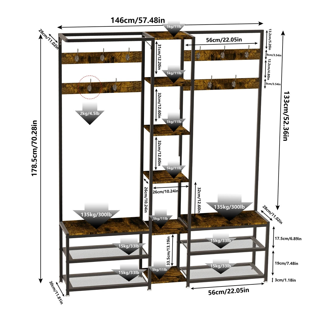 Corner Coat Rack Bench