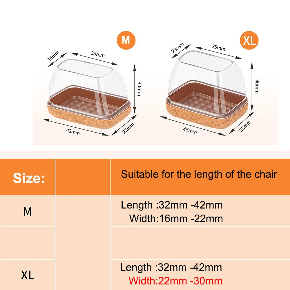Rectangle Chair Leg Floor Protectors with Felt Pads (8PCS)