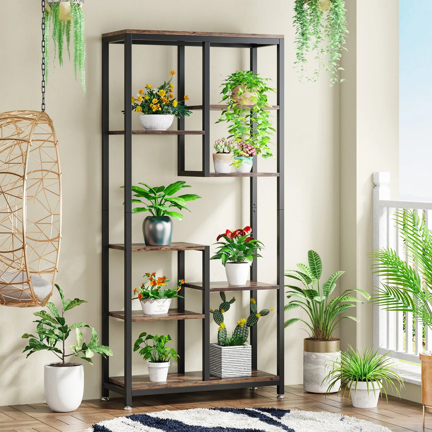Staggered 8‑Tier Bookcase