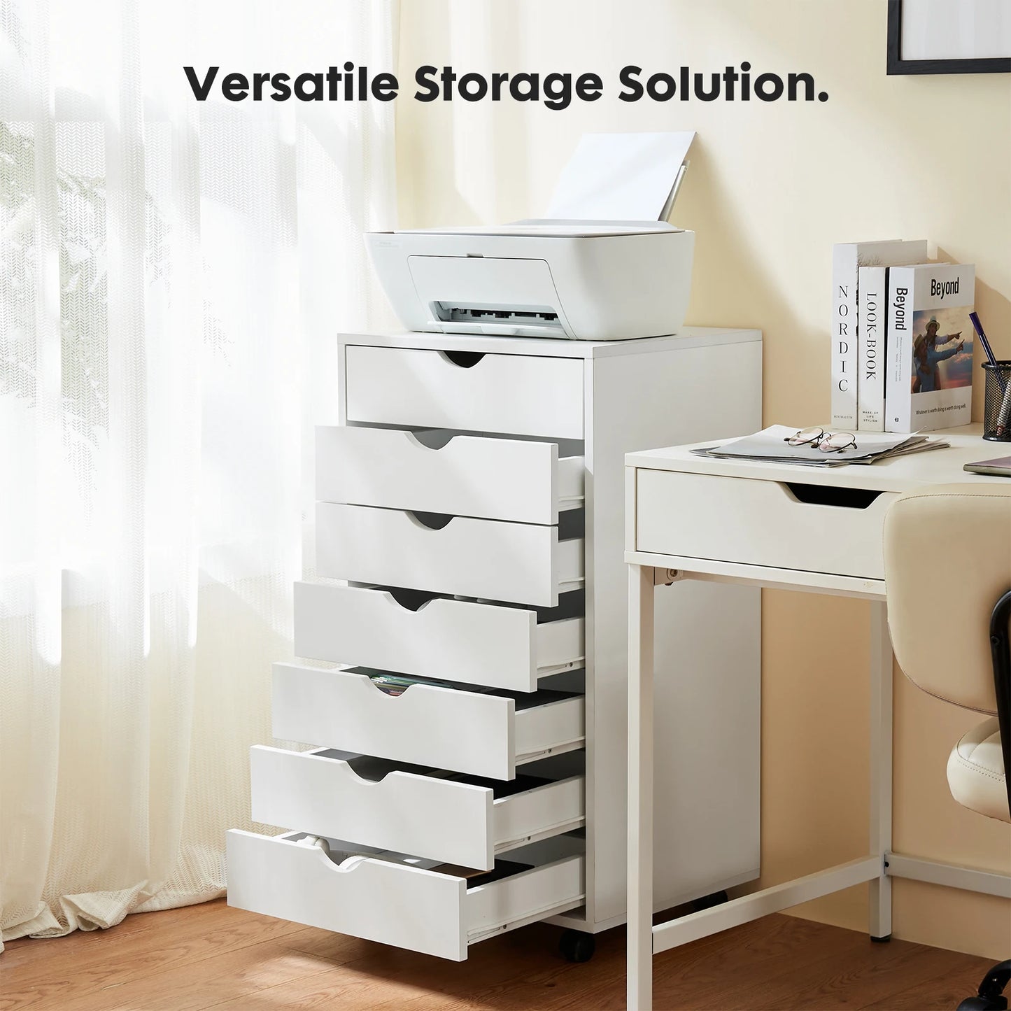 7-Drawer Chest Storage Cabinet with Wheels