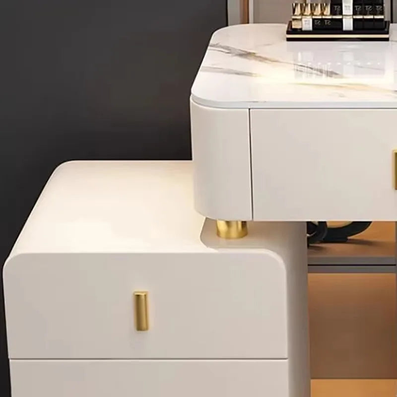 Modern Luxury Vanity Table – Vintage European Makeup Desk with Mirror & Stool