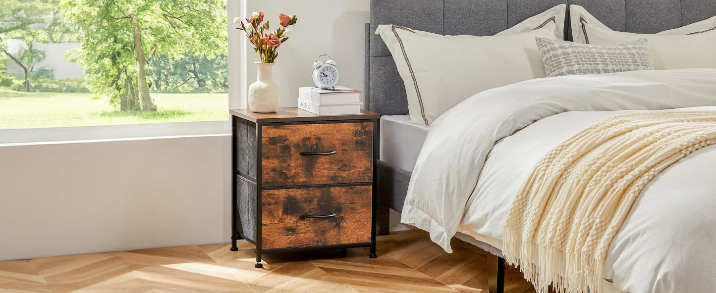 2-Drawer Fabric Nightstand