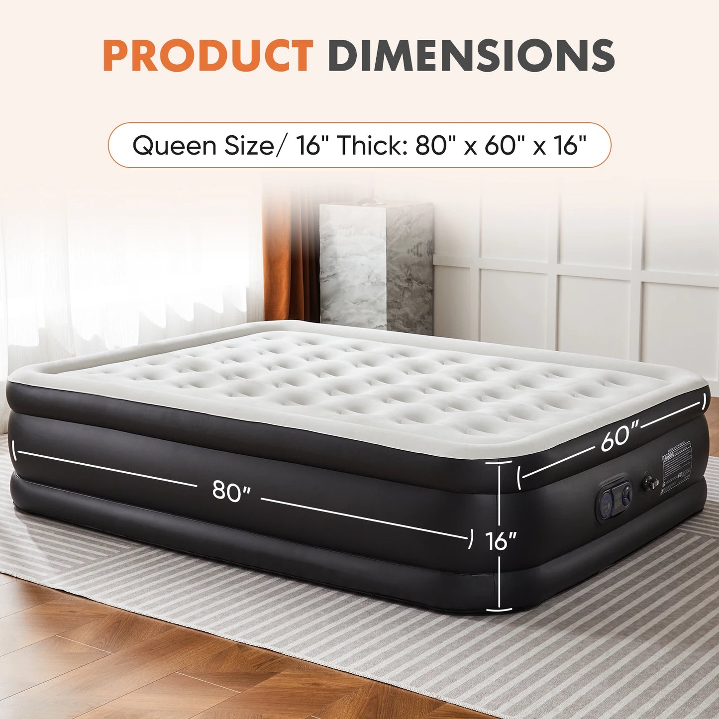 Queen Twin Size Air Mattress with Built-in Pump