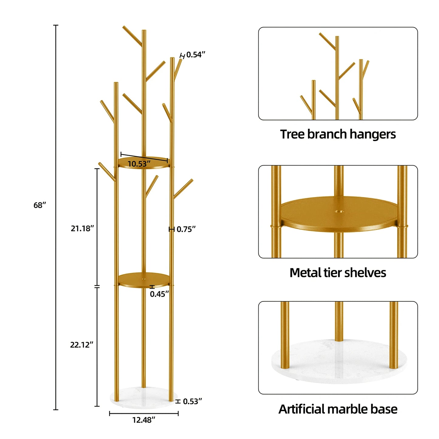 Gold Marble Coat Rack
