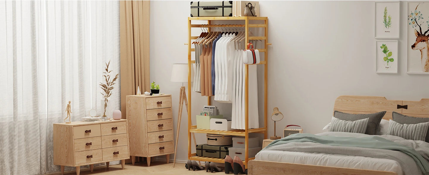 Bamboo Rolling Coat Rack