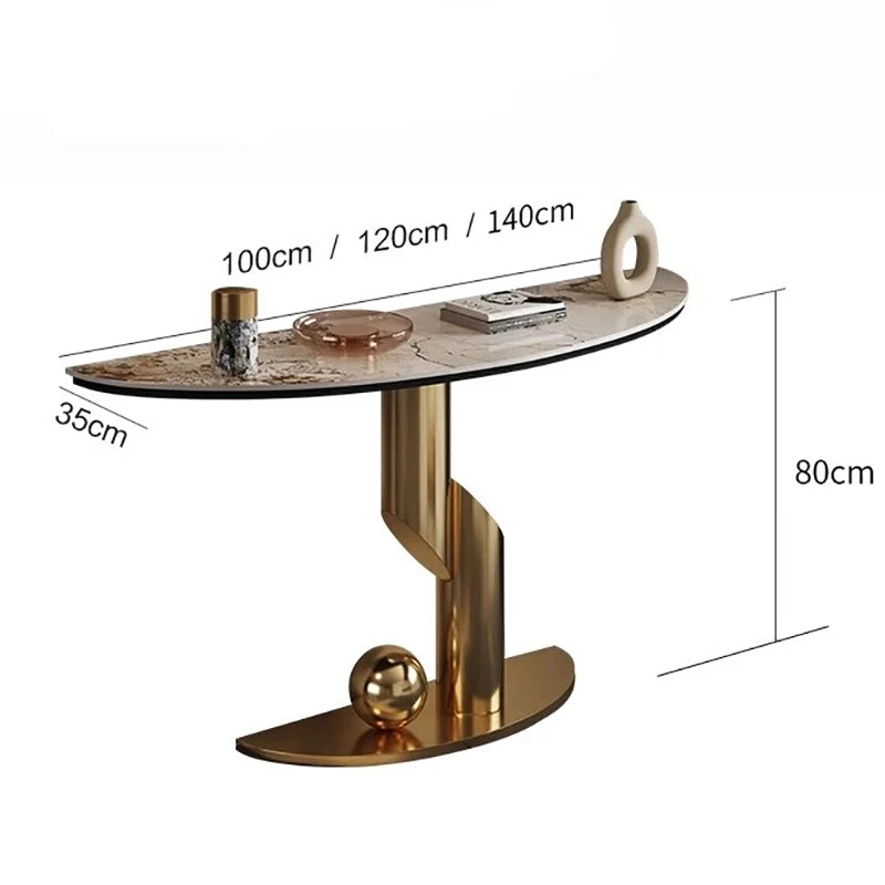 Modern Luxury Corner Console Table – Mid Century Metal Entryway Table for Hallway and Living Room