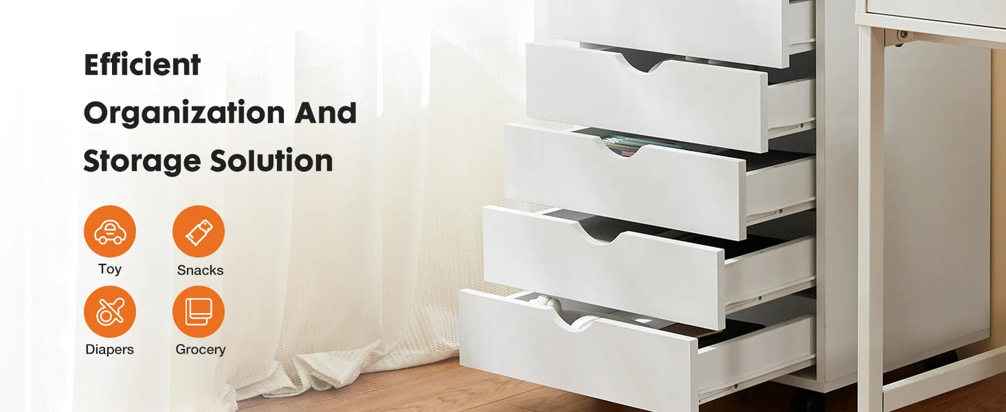 7-Drawer Chest Storage Cabinet with Wheels
