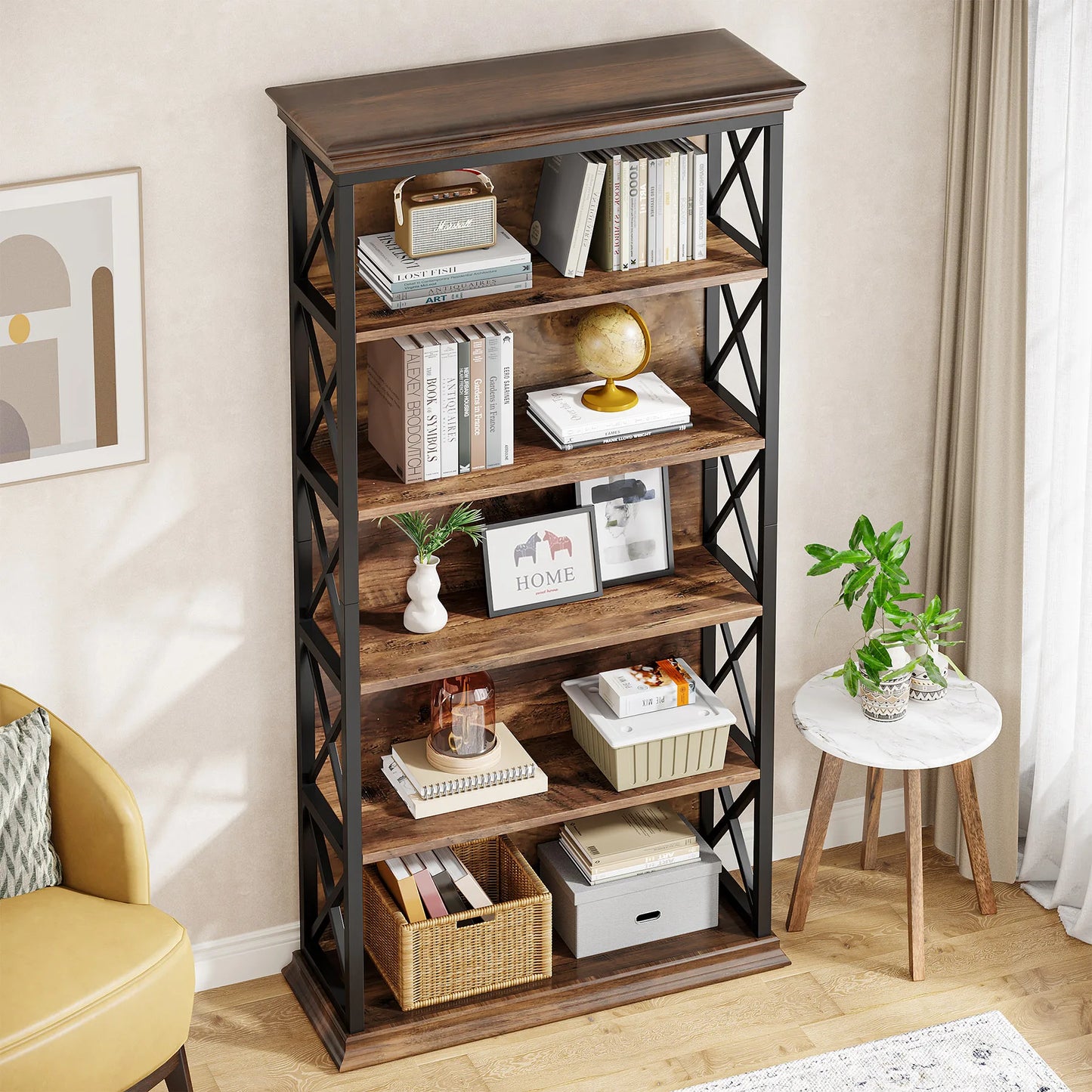 Industrial X-Frame Bookcase
