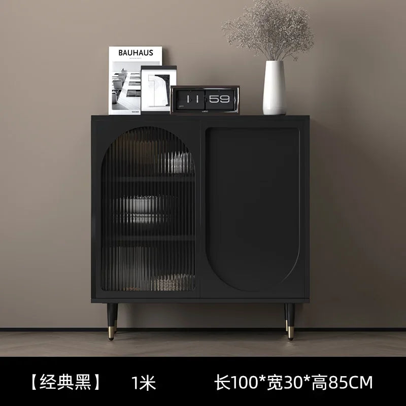 Black Luxury Dresser Cabinet – Minimalist Modern Storage with Hidden Handles and Sleek Drawers